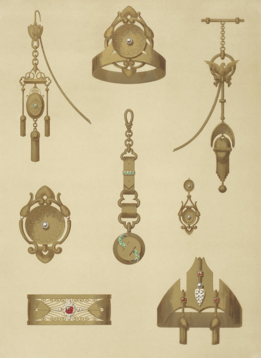 Collection of antique gold jewelry and accessories