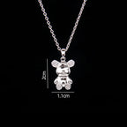 Stainless Steel Necklace With A Shiny Zircon Bear Pendant