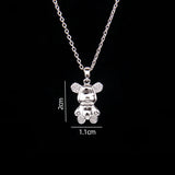 Stainless Steel Necklace With A Shiny Zircon Bear Pendant