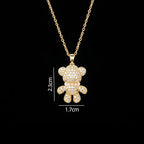 Stainless Steel Necklace With A Shiny Zircon Bear Pendant