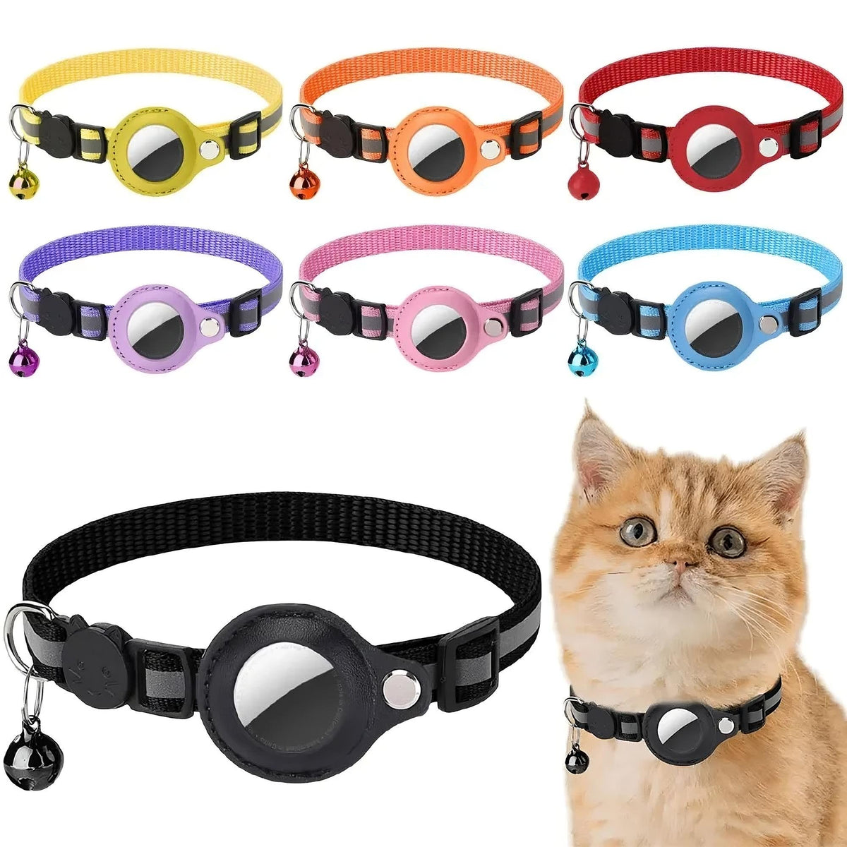 Reflective Cat Collar with Apple AirTag Holder