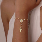 Tir-Color Rosary Cross Bead Charm Bracelet
