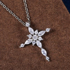 Crystal Zircon Cross Pendant Necklace