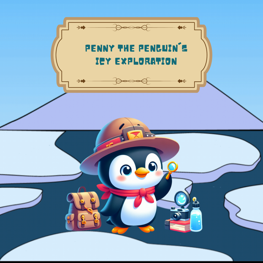 Penny, der Pinguin, erkundet die Eiswelt